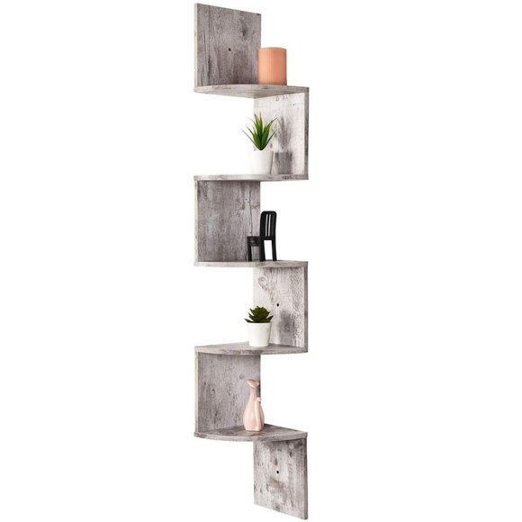 Bath Corner Shelf 5 Tier Shelves For Wall Storage Floating Wall Mount
